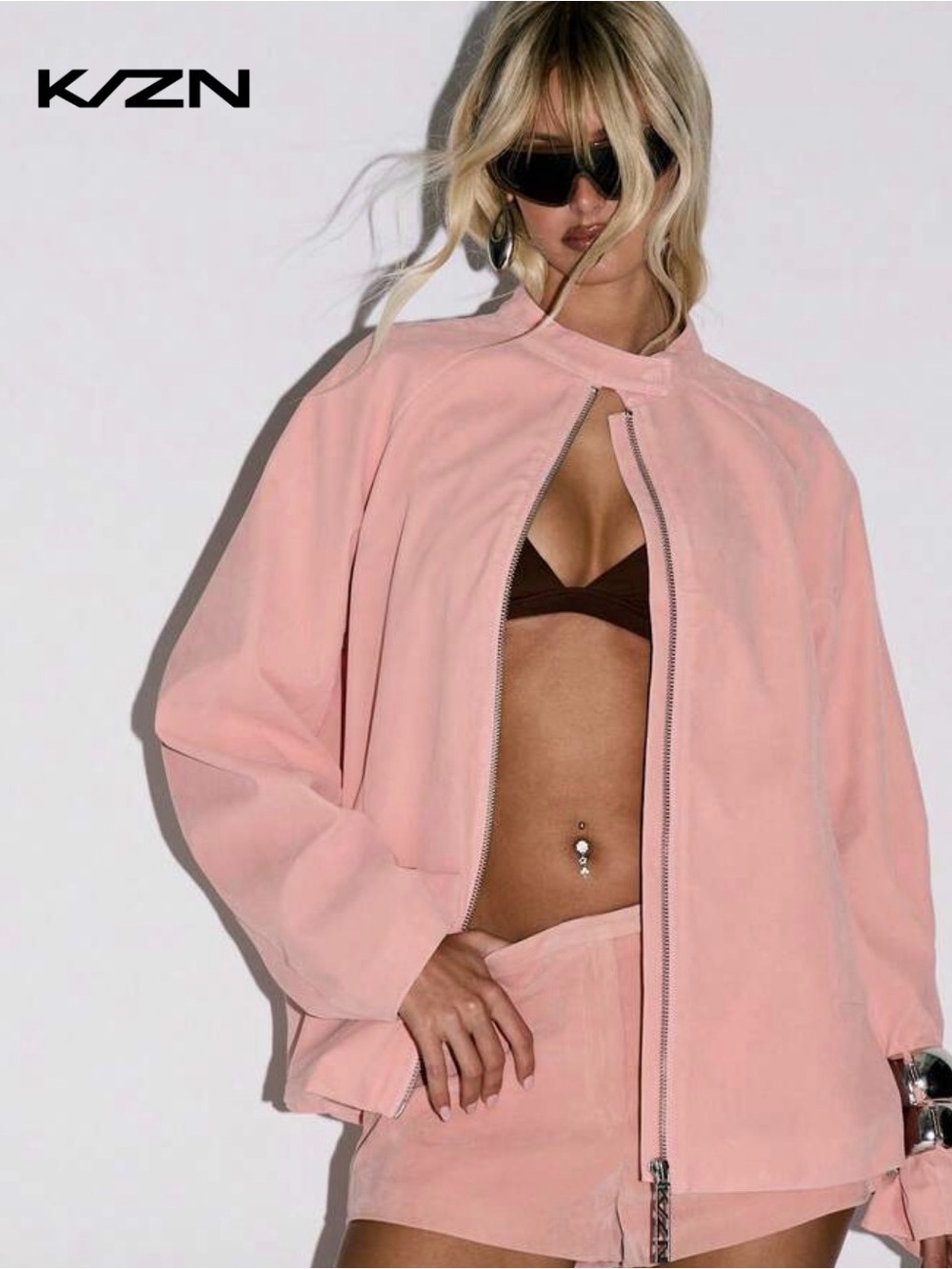 Pink Lace-Up Women's Jacket